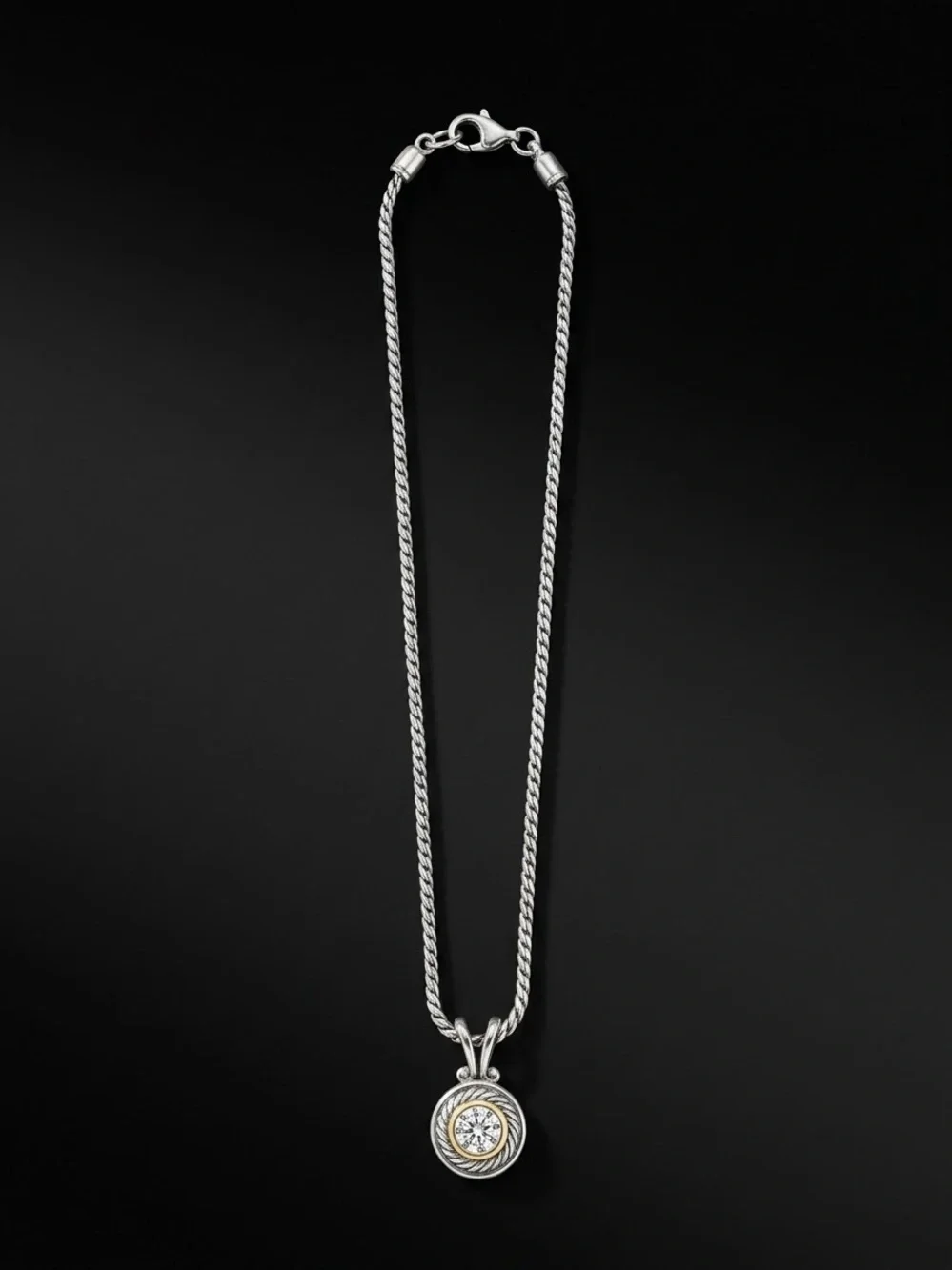 Brighton Silver Necklace with Gold Accent and Clear Crystal